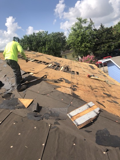 Tear-off down to the roof decking — AttarCo Homes roofing & remodeling project, Houston TX